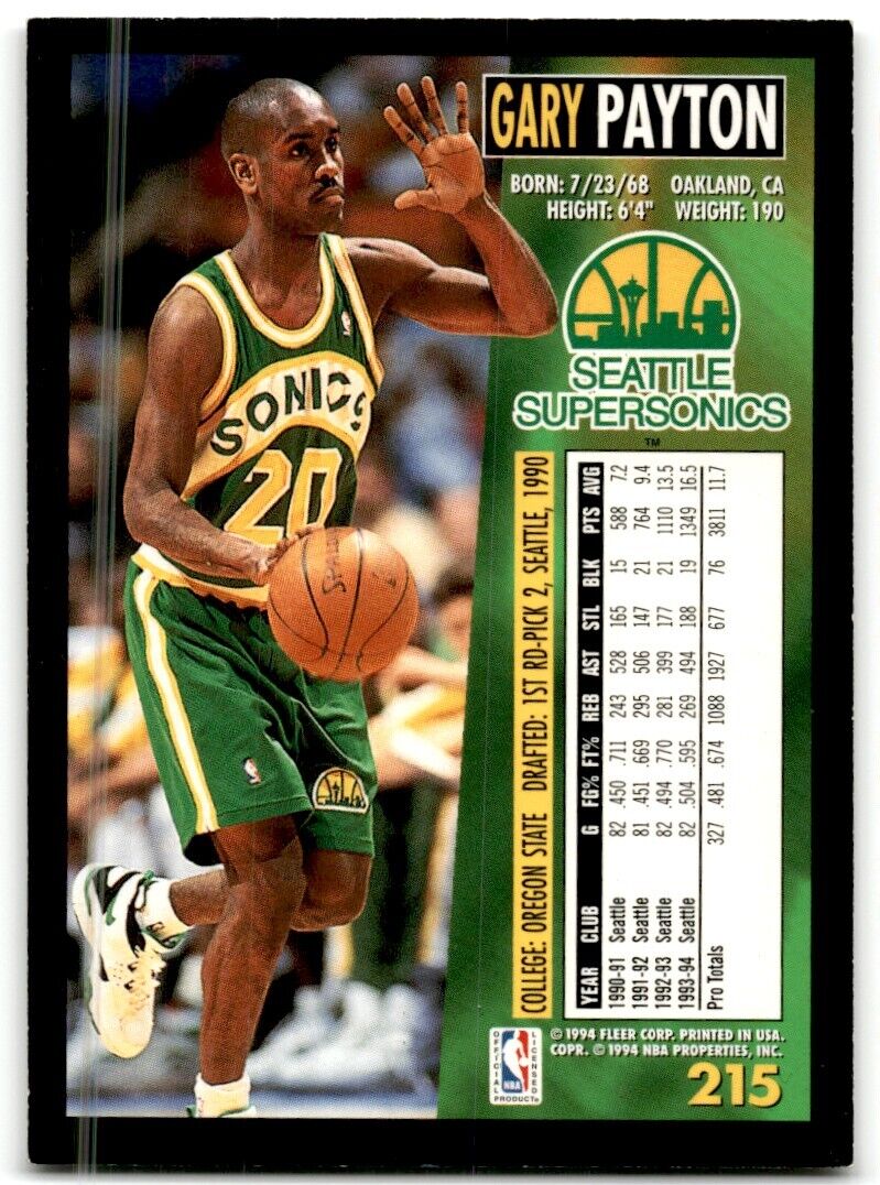 1994-95 Fleer Gary Payton Seattle SuperSonics #215