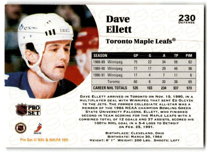 1991-92 Pro Set Dave Ellett Toronto Maple Leafs #230