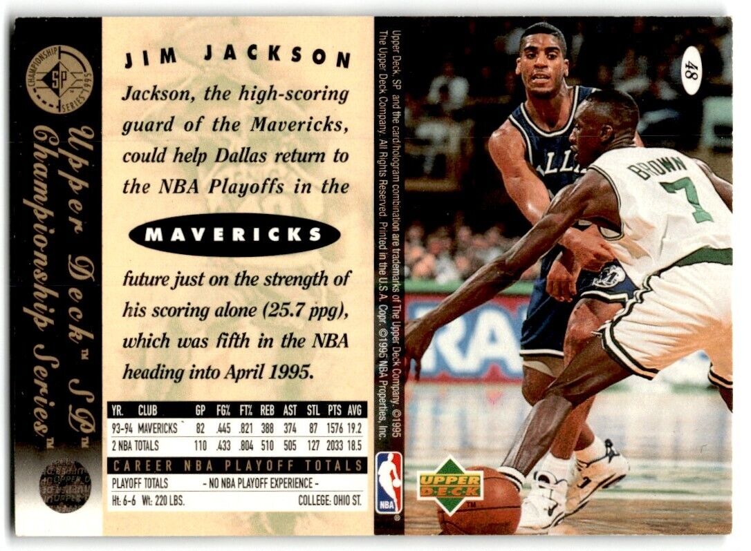 1995-96 SP Championship Series 1995 Jim Jackson Dallas Mavericks #48