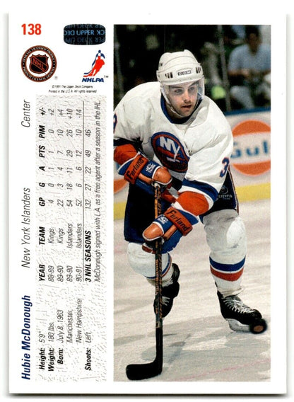 1991-92 Upper Deck Hubie McDonough New York Islanders #138