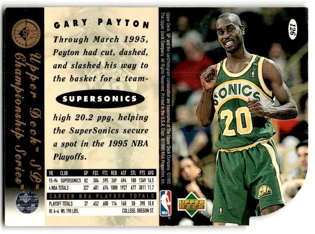 1995-96 SP Championship Series 1995 Gary Payton Seattle SuperSonics #126