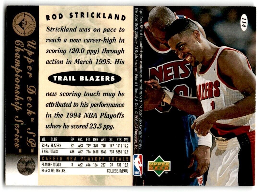 1994-95 SP Championship Die Cuts Rod Strickland Portland Trail Blazers #114