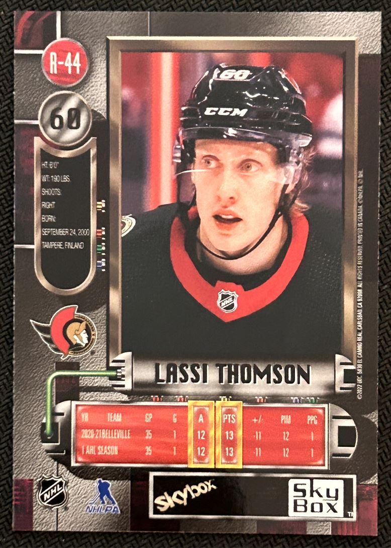 2021-22 Skybox Metal Universe 1997-98 Retro Rookies Lassi Thomson Rookie Ottawa