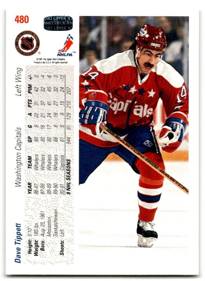 1991-92 Upper Deck Dave Tippett Washington Capitals #480