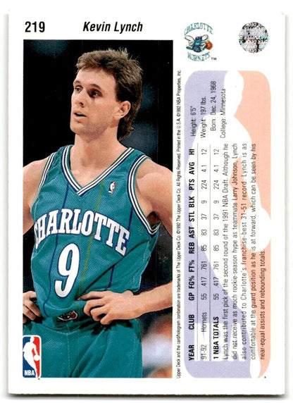 1992-93 Upper Deck Kevin Lynch Charlotte Hornets #219