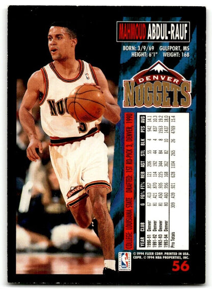 1994-95 Fleer Mahmoud Abdul-Rauf Denver Nuggets #56