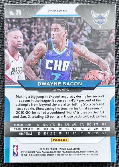 2020-21 Panini Prizm Orange Dwayne Bacon Charlotte Hornets #39