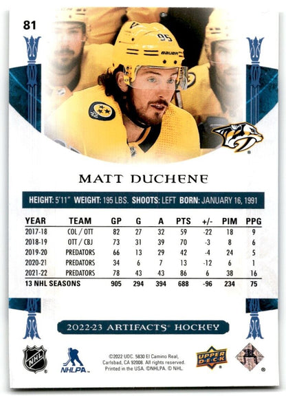 2022-23 Upper Deck Artifacts Matt Duchene Nashville Predators #81