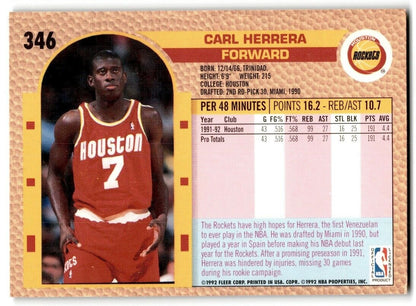 1992-93 Fleer Carl Herrera Houston Rockets #346