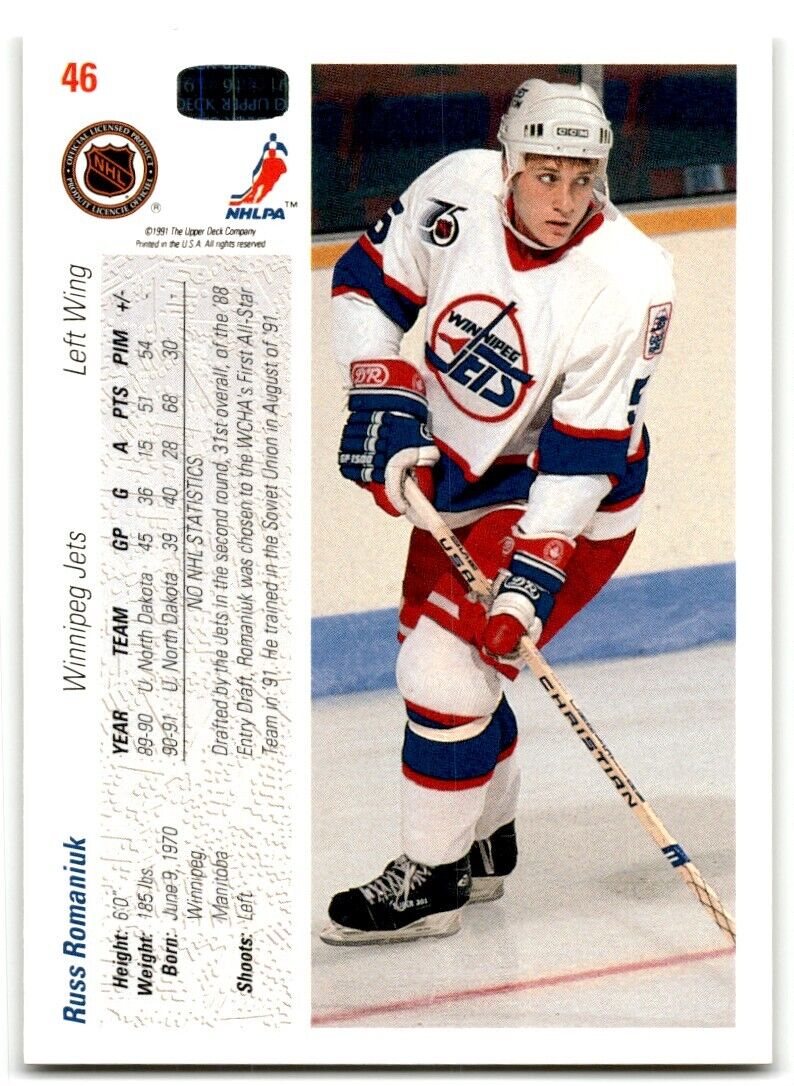 1991-92 Upper Deck Russ Romaniuk Rookie Winnipeg Jets #46