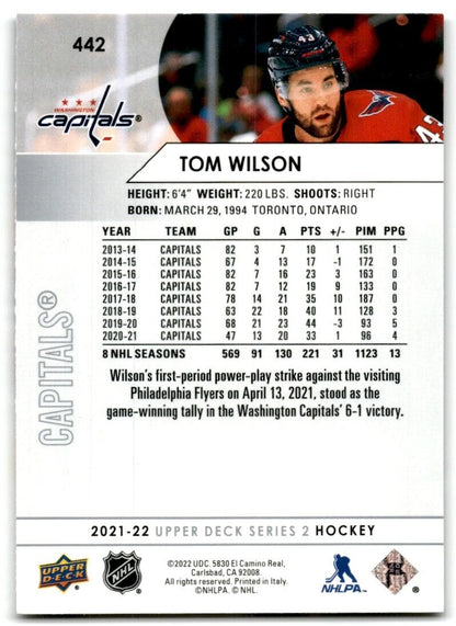 2021-22 Upper Deck Tom Wilson Washington Capitals #442