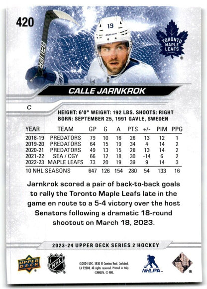 2023-24 Upper Deck Calle Jarnkrok Toronto Maple Leafs #420