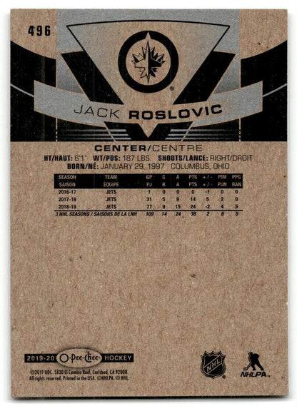 2019-20 O-Pee-Chee Jack Roslovic Winnipeg Jets #496