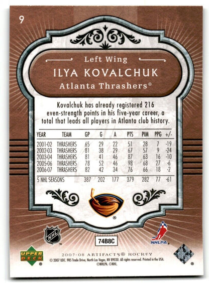 2007-08 Upper Deck Artifacts Ilya Kovalchuk Atlanta Thrashers #9