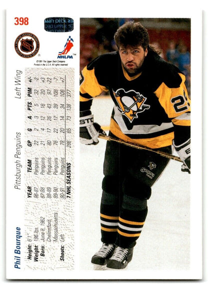 1991-92 Upper Deck Phil Bourque Pittsburgh Penguins #398