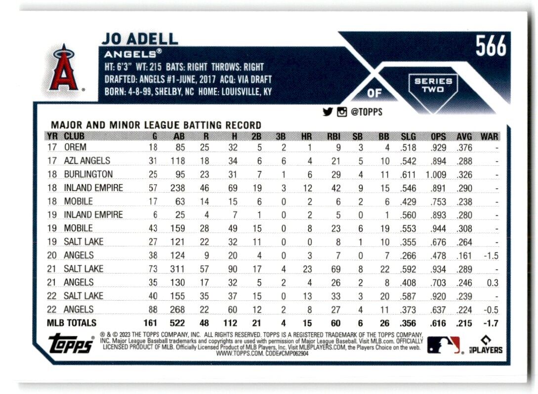 2023 Topps Jo Adell Los Angeles Angels #566