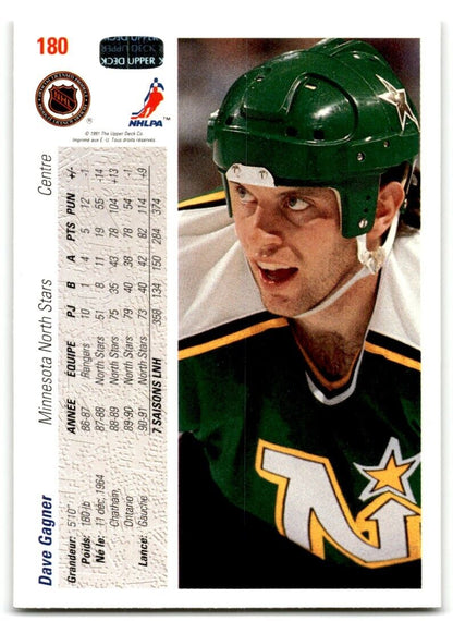 1991-92 Upper Deck French Dave Gagner Minnesota North Stars #180