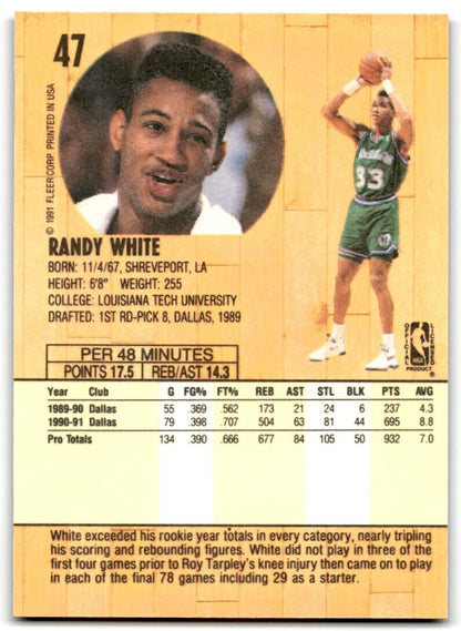 1991-92 Fleer Randy White Dallas Mavericks #47