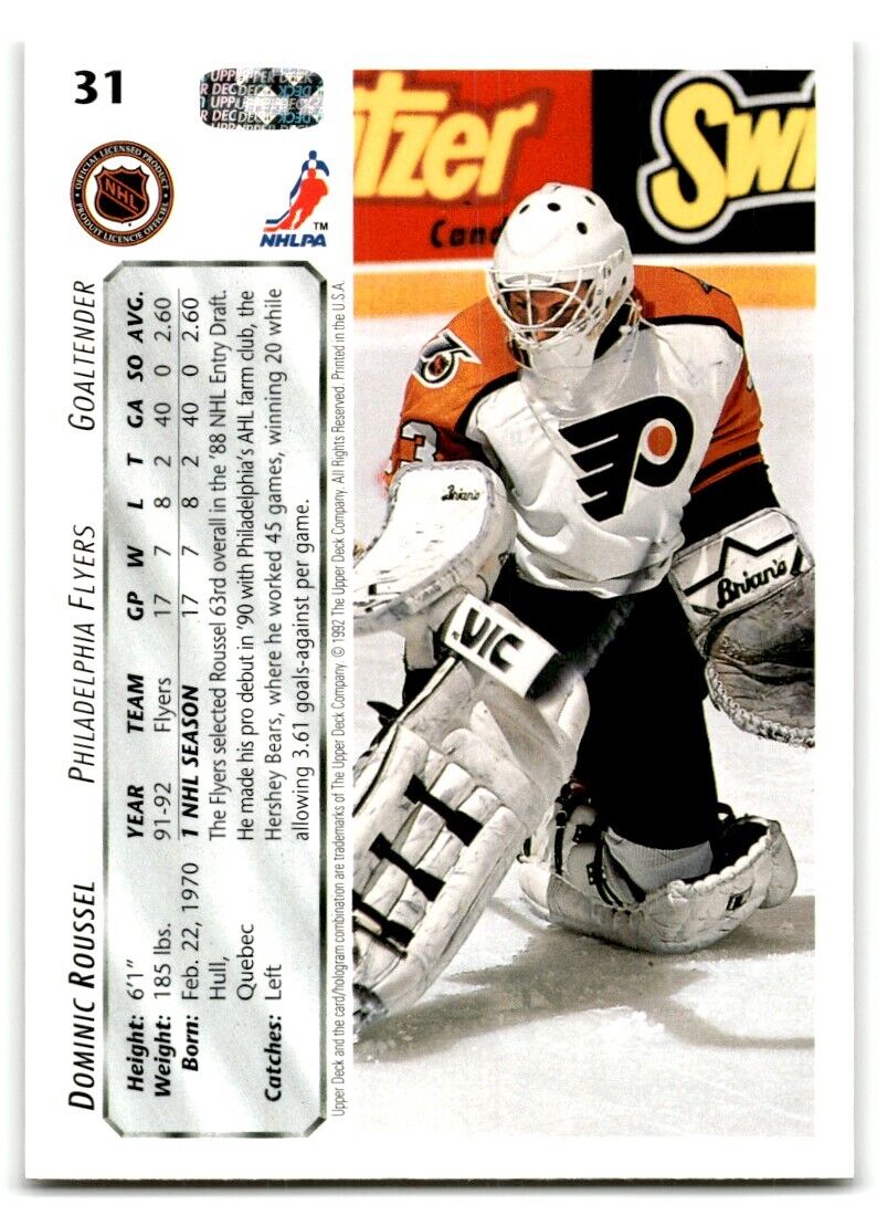 1992-93 Upper Deck Dominic Roussel Philadelphia Flyers #31