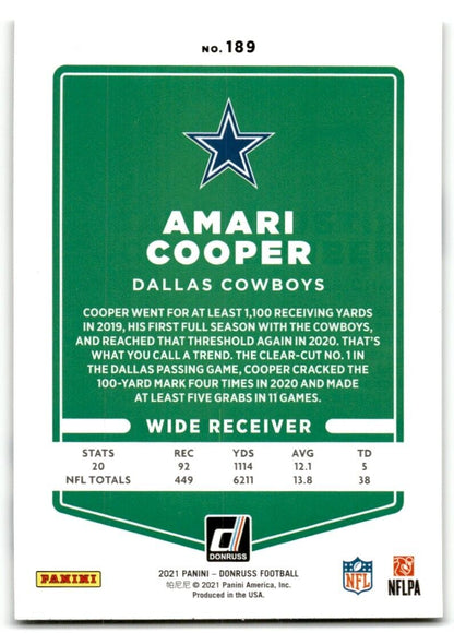 2021 Donruss Amari Cooper Dallas Cowboys #189