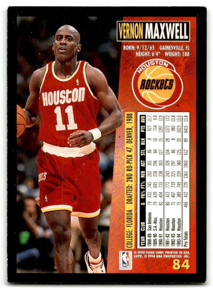 1994-95 Fleer Vernon Maxwell Houston Rockets #84