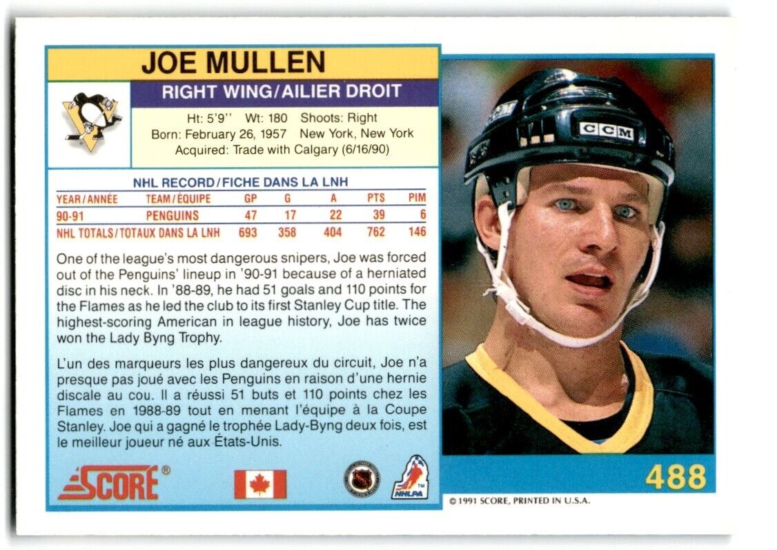 1991-92 Score Canadian Bilingual Joe Mullen Pittsburgh Penguins #488