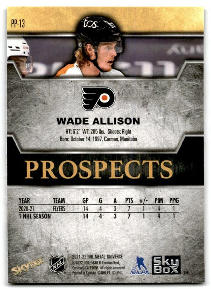 2021-22 Skybox Metal Universe Premium Prospects Wade Allison Rookie Philadelphia