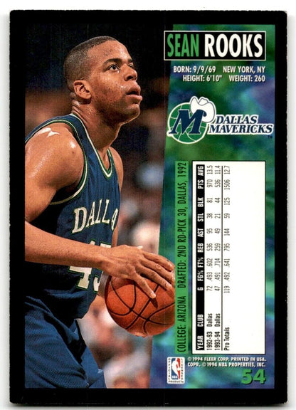 1994-95 Fleer Sean Rooks Dallas Mavericks #54