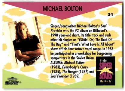 1991-92 ProSet Super Stars MusiCard Michael Bolton #34