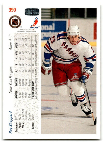 1991-92 Upper Deck French Ray Sheppard New York Rangers #390