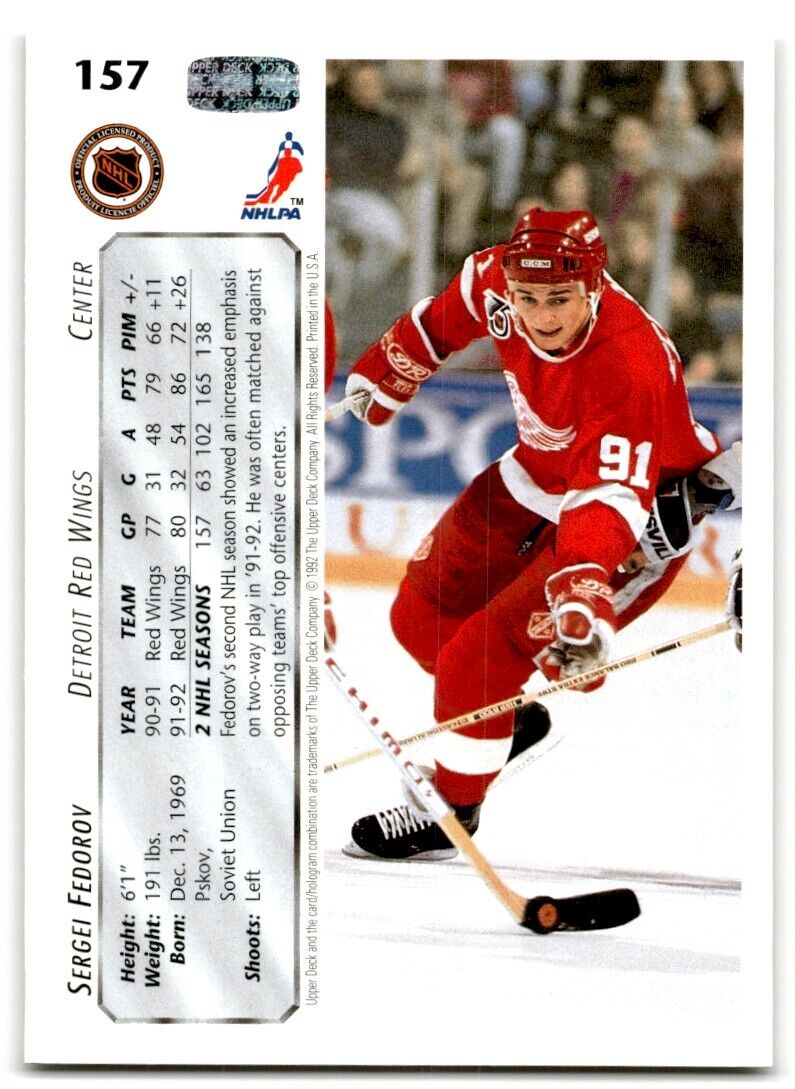 1992-93 Upper Deck Sergei Fedorov Detroit Red Wings #157