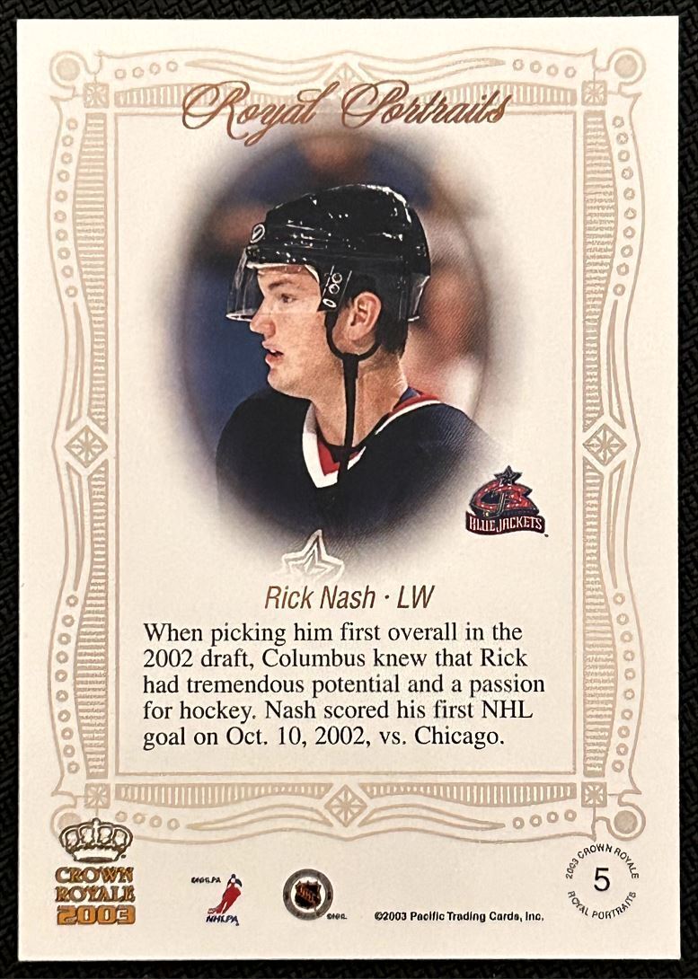 2002-03 Pacific Crown Royale Portrait Rick Nash Columbus Blue Jackets #5