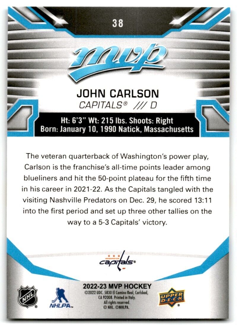 2022-23 Upper Deck MVP John Carlson Washington Capitals #38