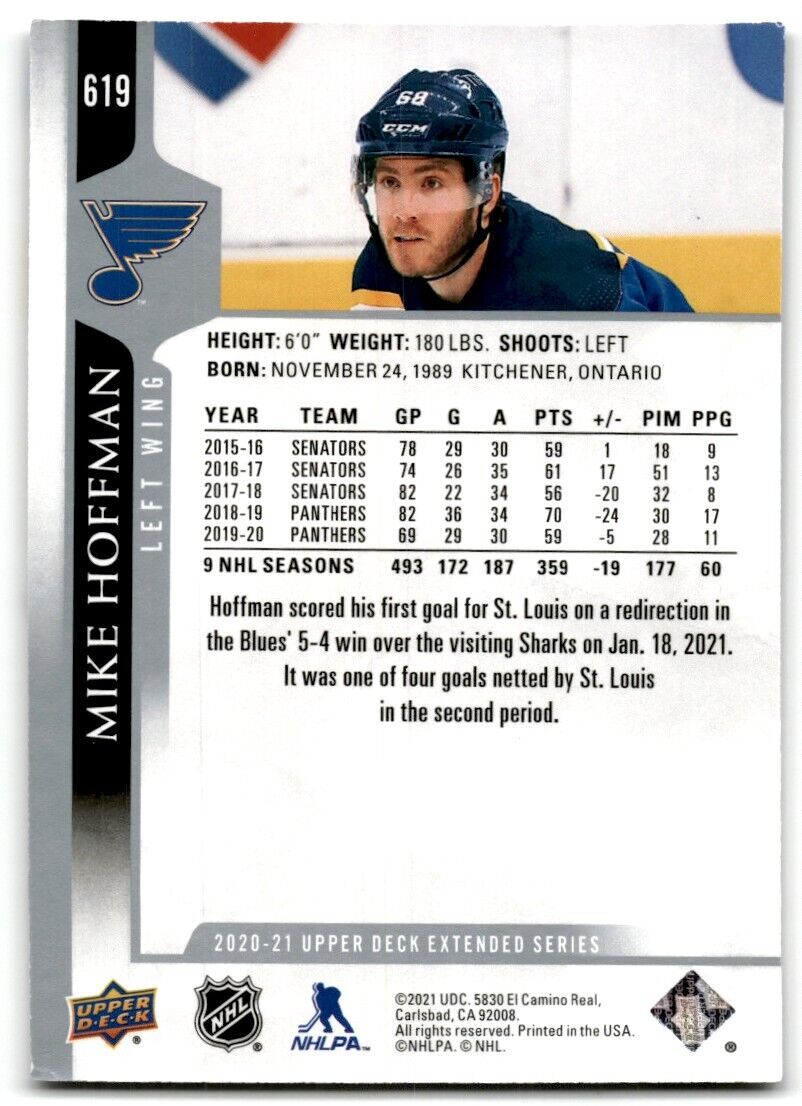 2020-21 Upper Deck Mike Hoffman St. Louis Blues #619