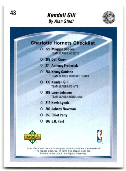 1992-93 Upper Deck Kendall Gill Charlotte Hornets #43