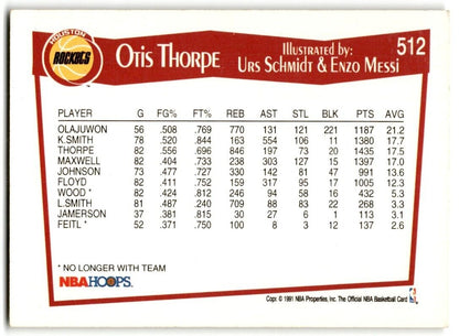 1991-92 Hoops Otis Thorpe Houston Rockets #512