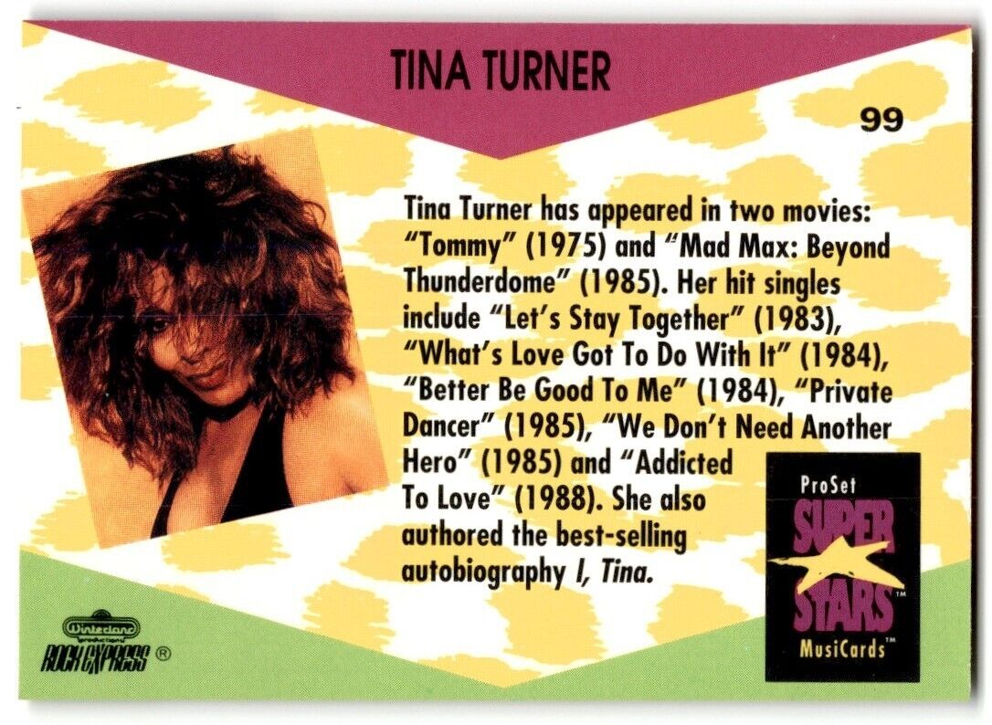 1991-92 ProSet Super Stars MusiCard Tina Turner #99