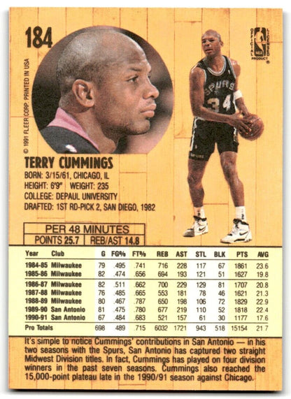 1991-92 Fleer Terry Cummings San Antonio Spurs #184