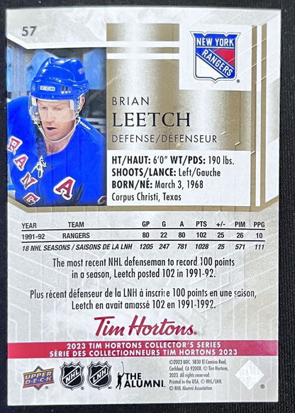 2023-24 Upper Deck Tim Hortons Legends Tim Horton Brian Leetch New York Rangers