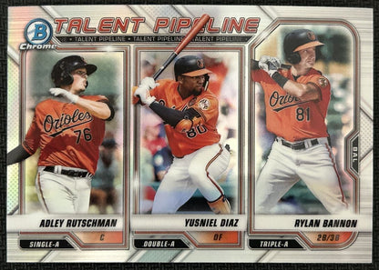 2021 Bowman Talent Pipeline Rylan Bannon/Adley Rutschman/Yusniel Diaz Baltimore