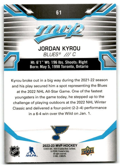 2022-23 Upper Deck MVP Jordan Kyrou St. Louis Blues #61