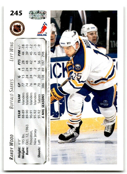 1992-93 Upper Deck Randy Wood Buffalo Sabres #245