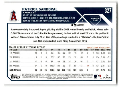 2023 Topps Patrick Sandoval Los Angeles Angels #327