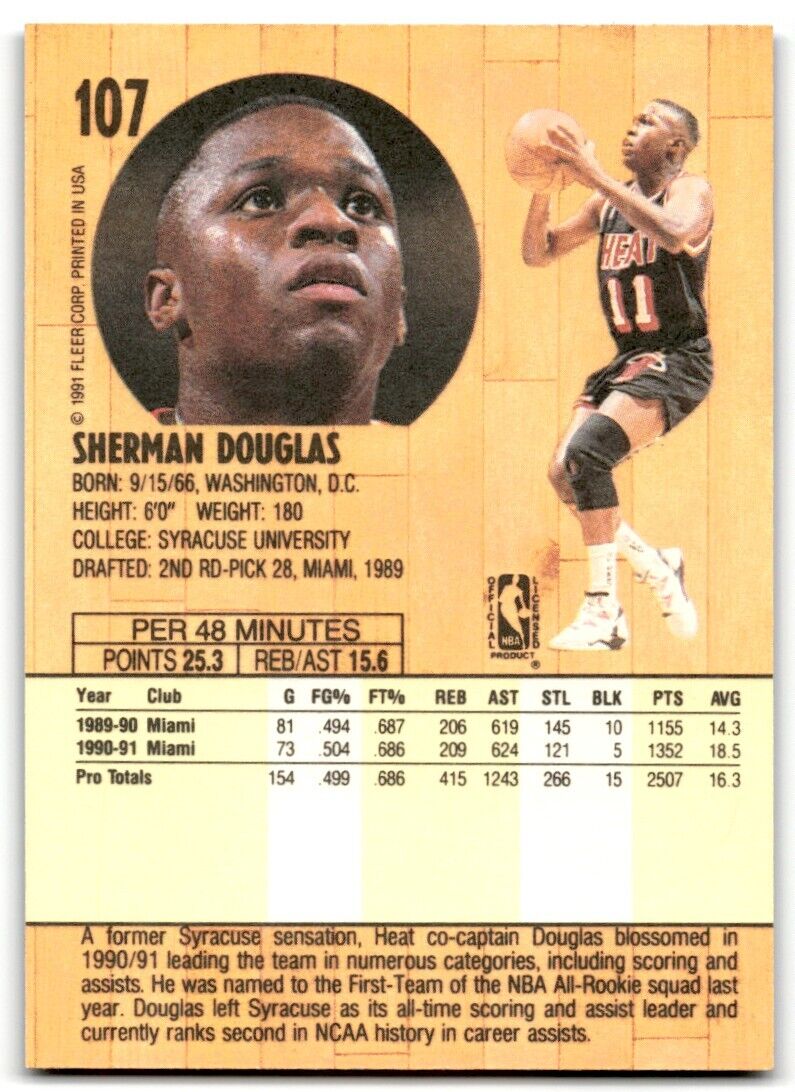 1991-92 Fleer Sherman Douglas Miami Heat #107