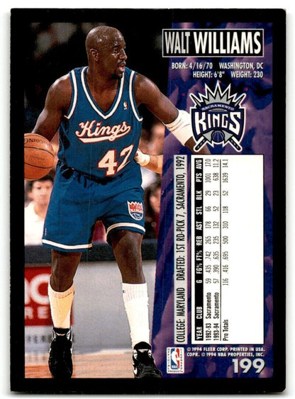 1994-95 Fleer Walt Williams Sacramento Kings #199