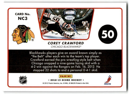 2012-13 Score Net Cam Corey Crawford Chicago Blackhawks #NC3