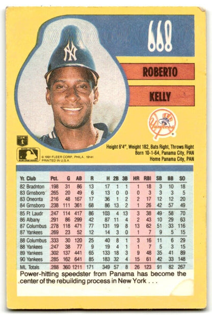 1991 Fleer Roberto Kelly New York Yankees #668