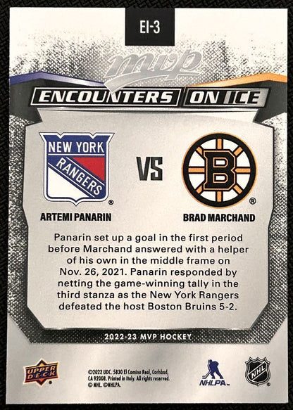 2022-23 Upper Deck MVP Encounters on Ice Artemi Panarin/Brad Marchand New York