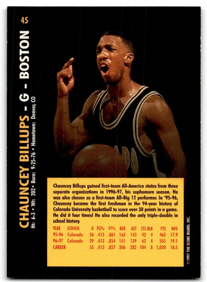 1997-98 Score Board Rookies Chauncey Billups Colorado Buffaloes #45