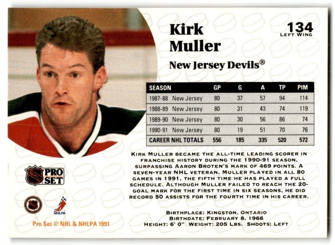 1991-92 Pro Set Kirk Muller New Jersey Devils #134